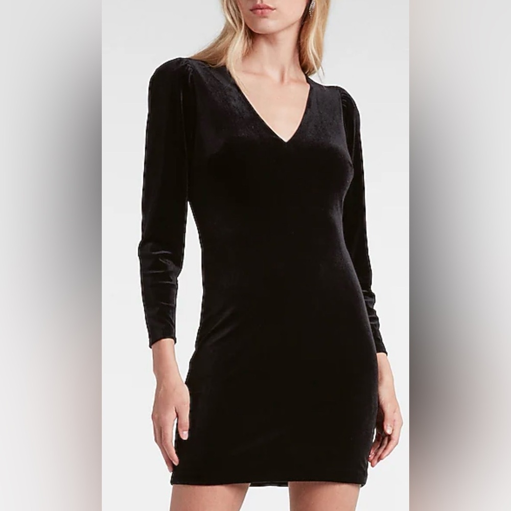 H&M Black Velvet Mini Dress Size 4